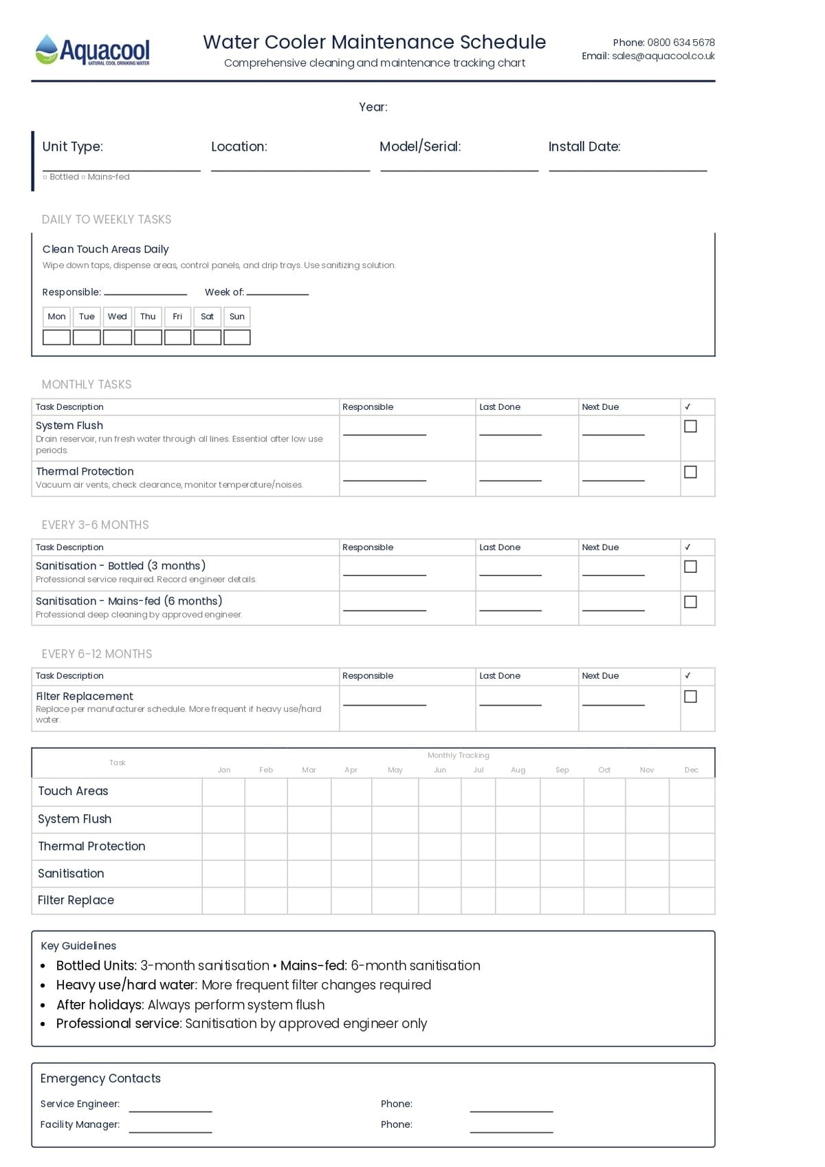 aquacool - exmaple water cooler maintenance schedule_page-0001