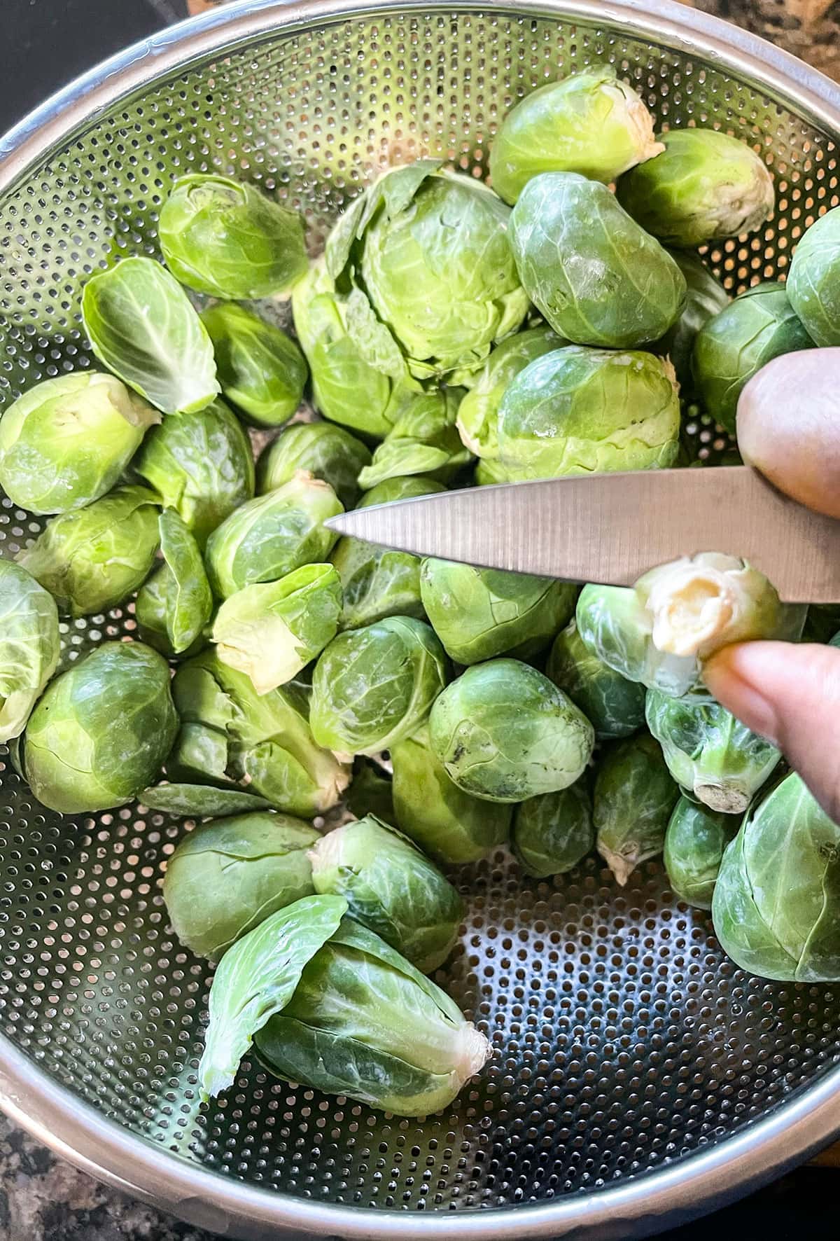 trimming Brussels Sprouts