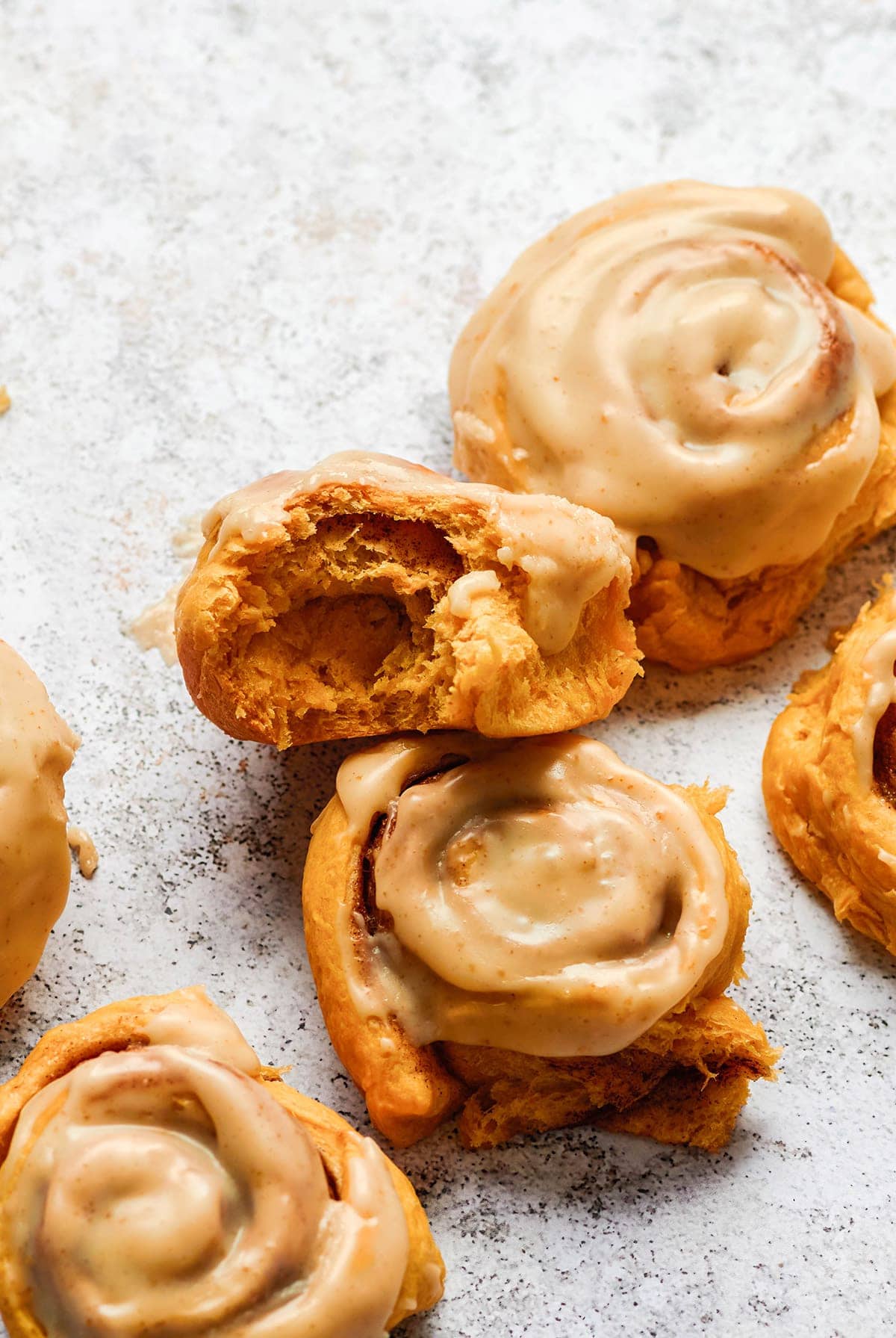 sweet potato cinnamon roll on white background