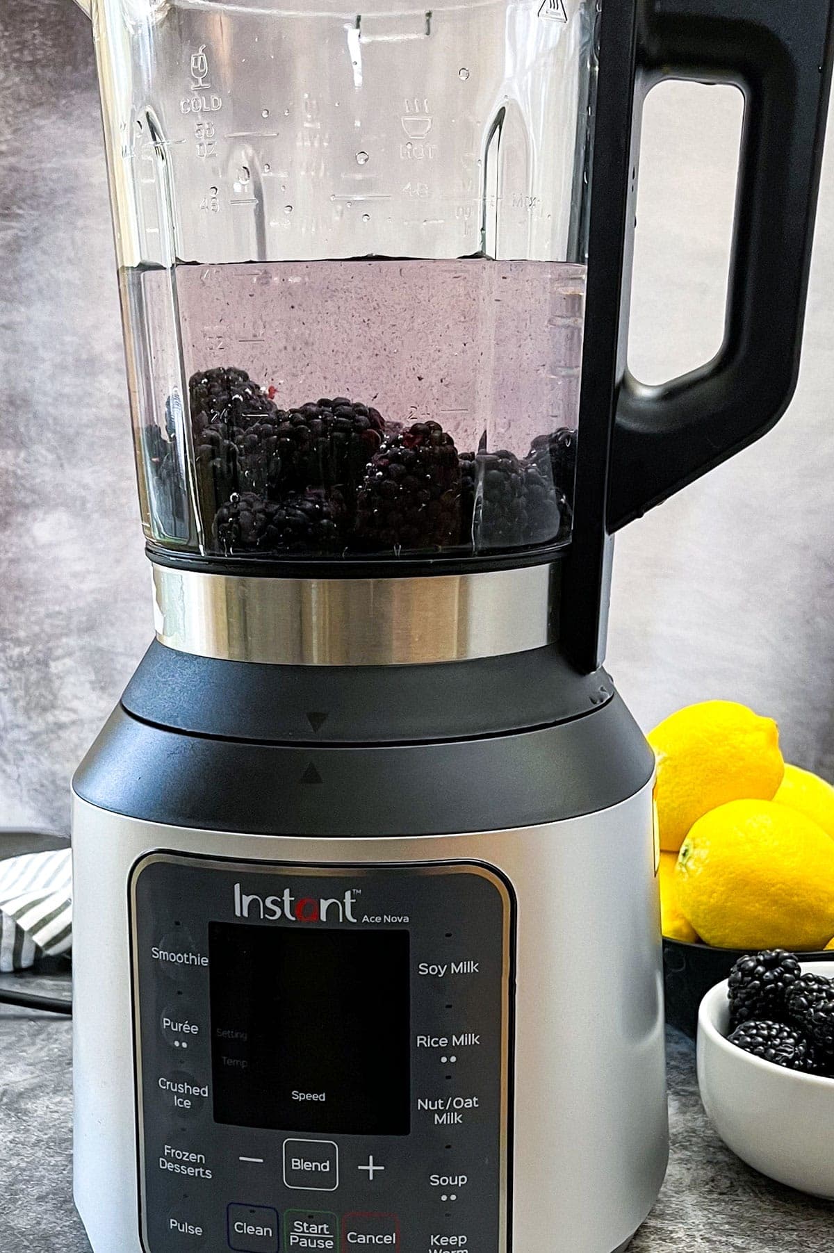 blackberry and water in a blender