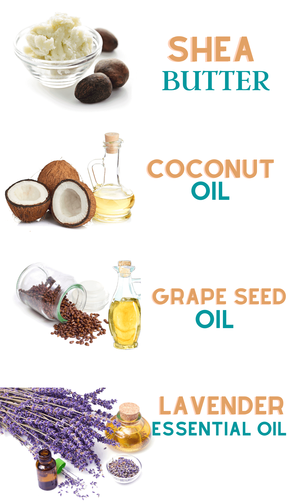 shea whipped butter recipe ingredients on a white background