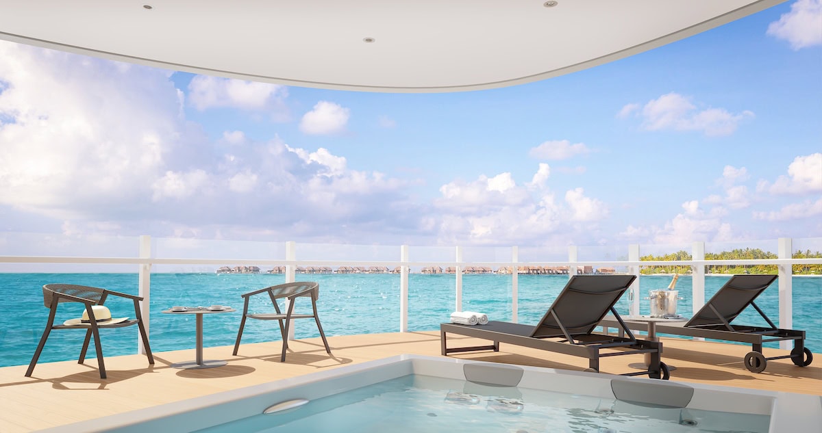 View of the whirlpool on the Balcony of the Otium Suite, Silver Nova Renderings