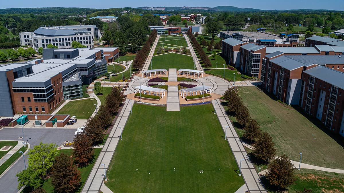 A landscape project at UAH by Bostick Landscape Architects in Huntsville, Alabama