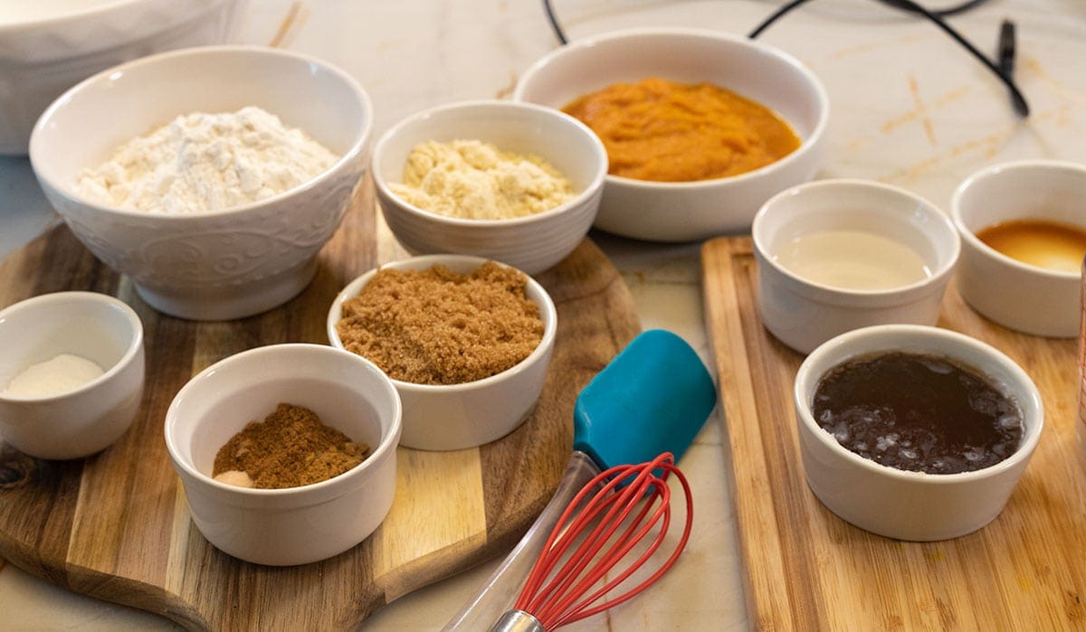 ingredients for gluten-free vegan pumpkin bread