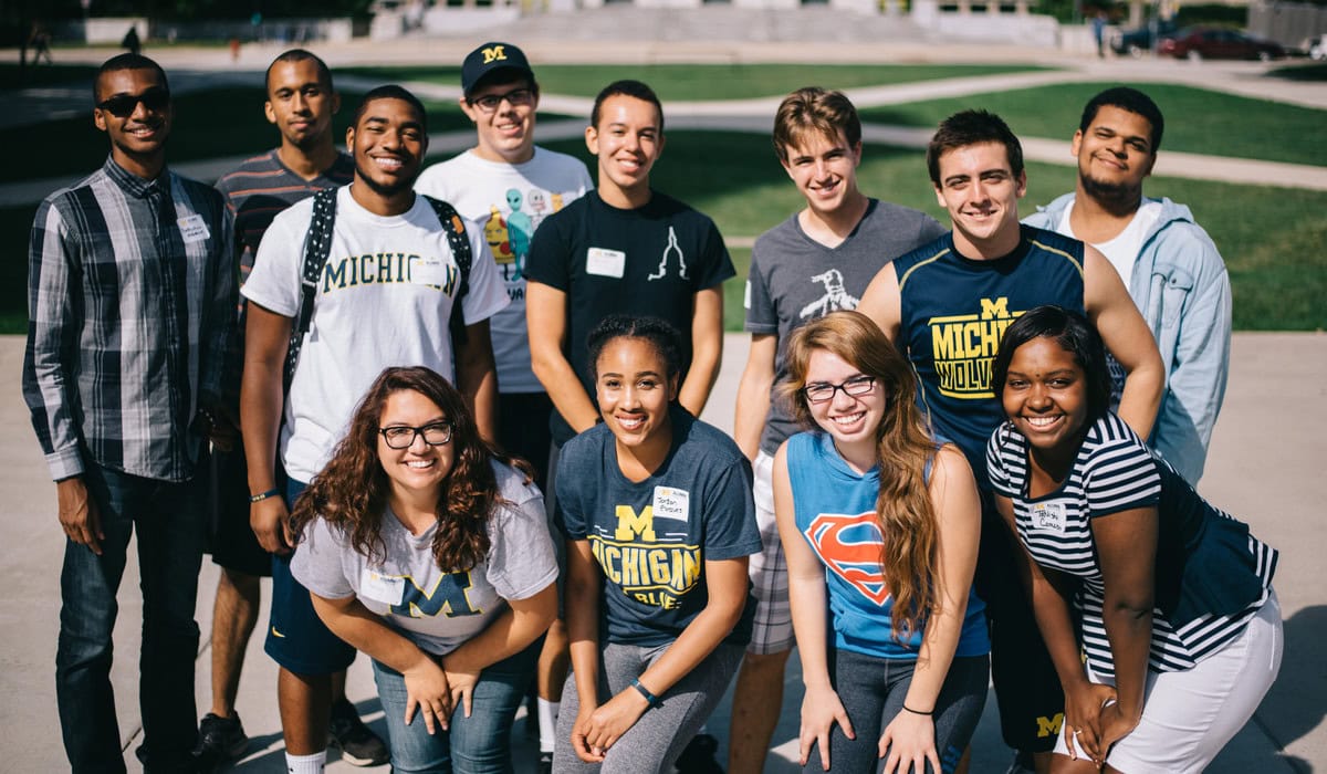 Group shot of LEAD Scholars on Ingalls Mall at the University of Michigan