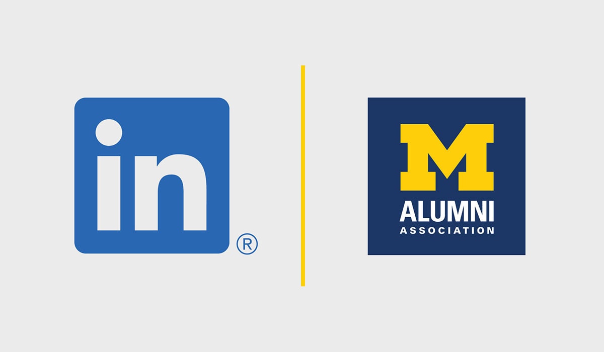 Logos for LinkedIn and Alumni Association of the University of Michigan