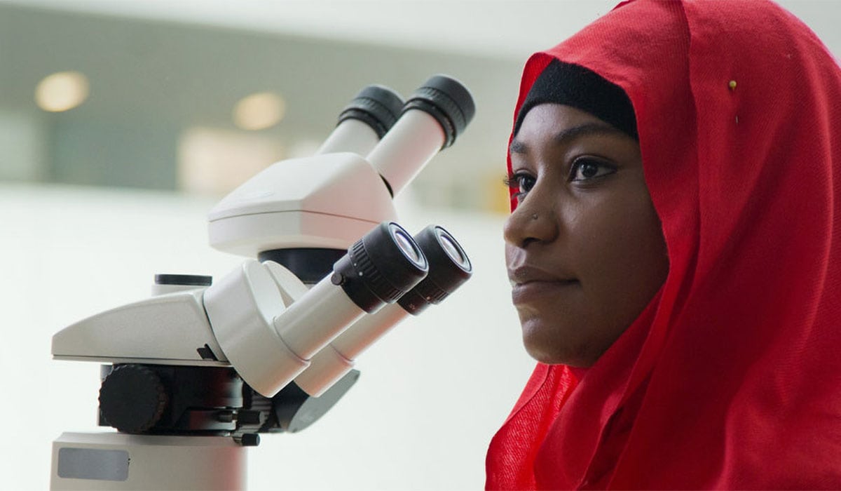 Student in a lab