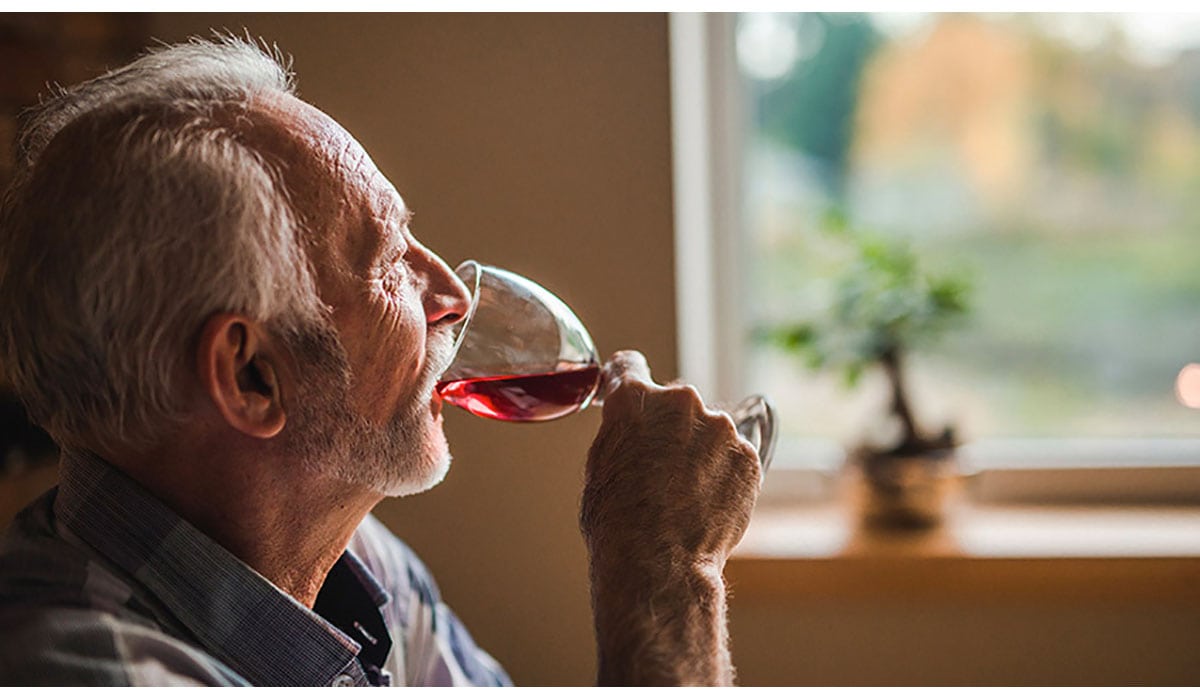 Senior Man Drinking Wine Glass Gatewayextension