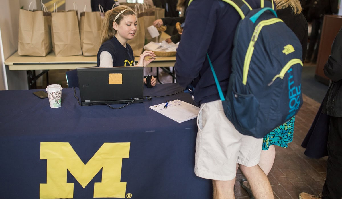 University of Michigan students at Welcome Wednesdays at the Alumni Center