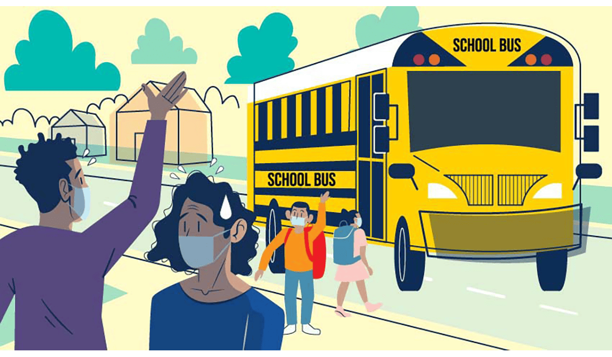 Parents Masked Dropping Kids Bus Gatewayextension