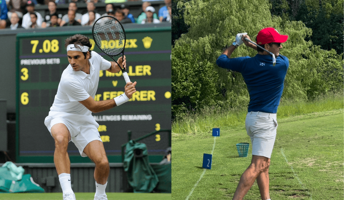 Roger Federer Playing both GolF and Tennis