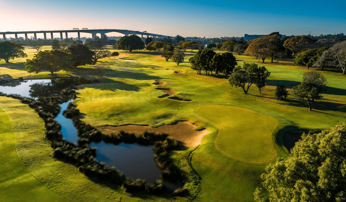 Royal Queensland Golf Course with Gateway Bridge