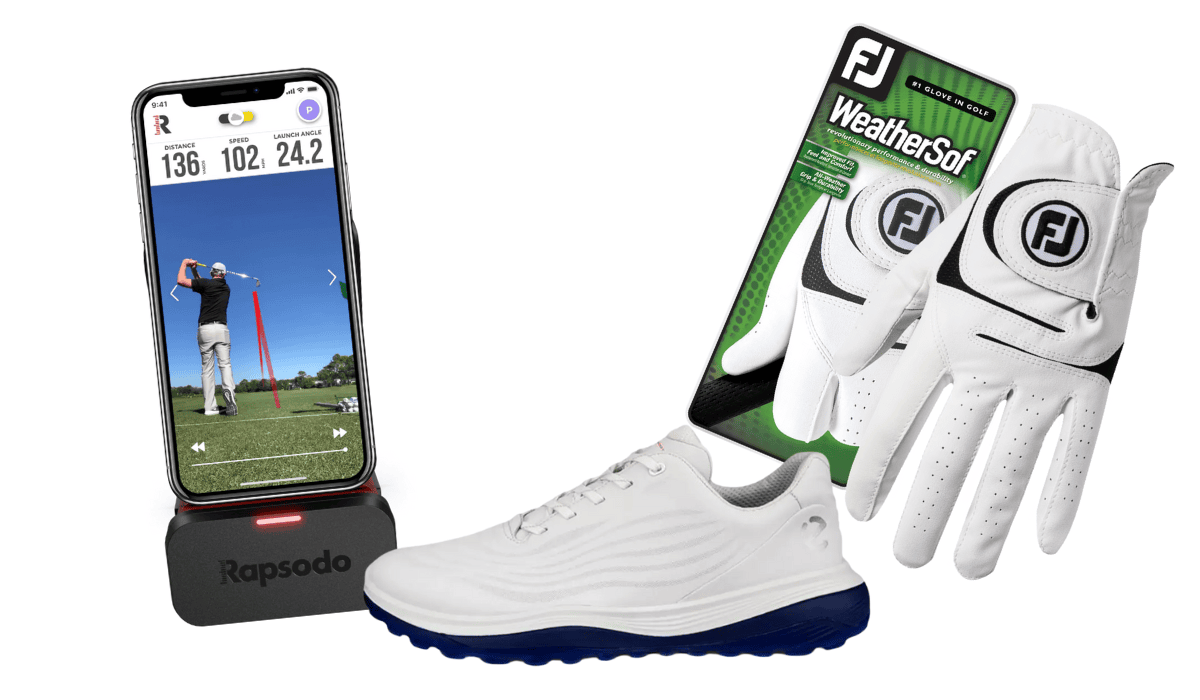 FootJoy WeatherSof Gloves, Ecco LT1 Golf Shoes, Rapsodo Mobile Launch Monitor