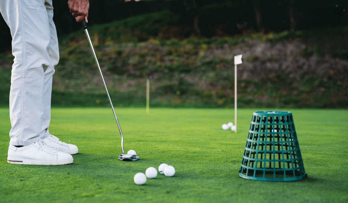 Golfer Practicing Strokes