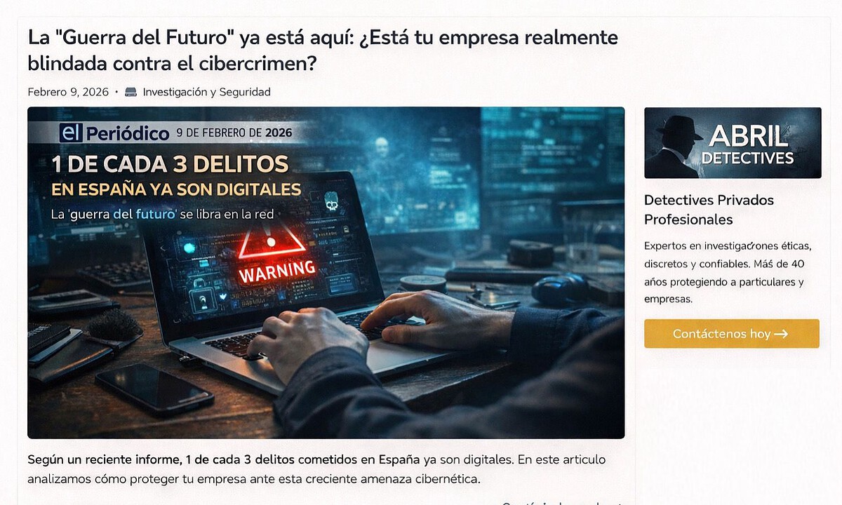 Uno de cada tres delitos en España ya es digital. Descubra cómo afecta el cibercrimen a su empresa, qué riesgos existen y cómo protegerse con investigación y seguridad avanzada.