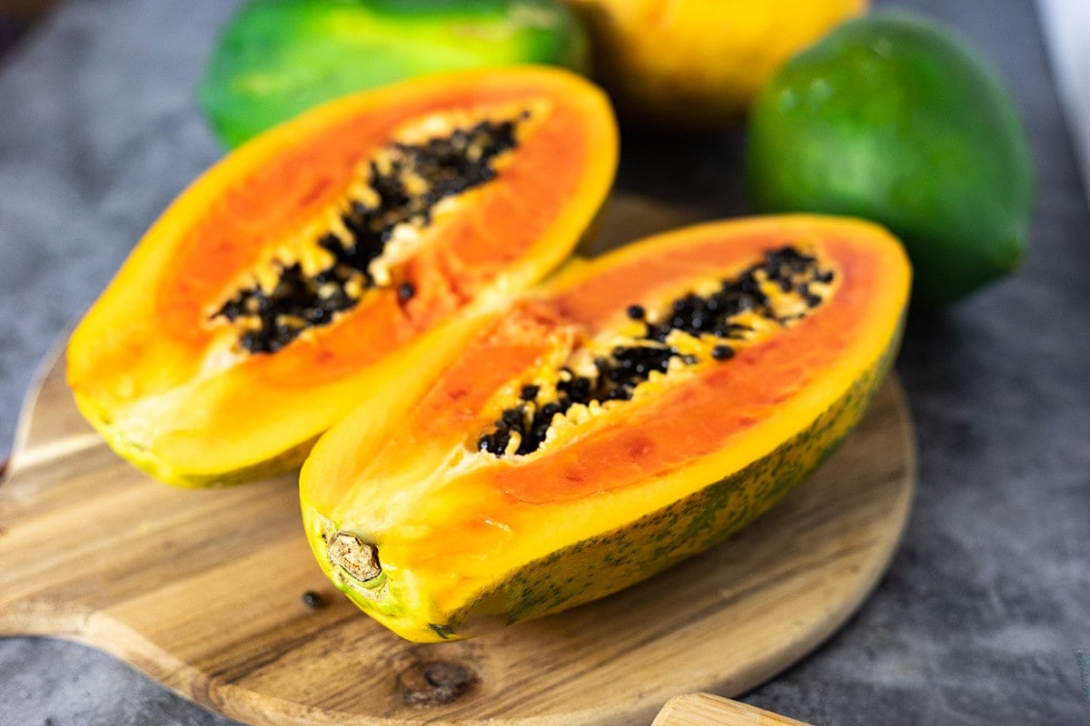 Close up image of papaya