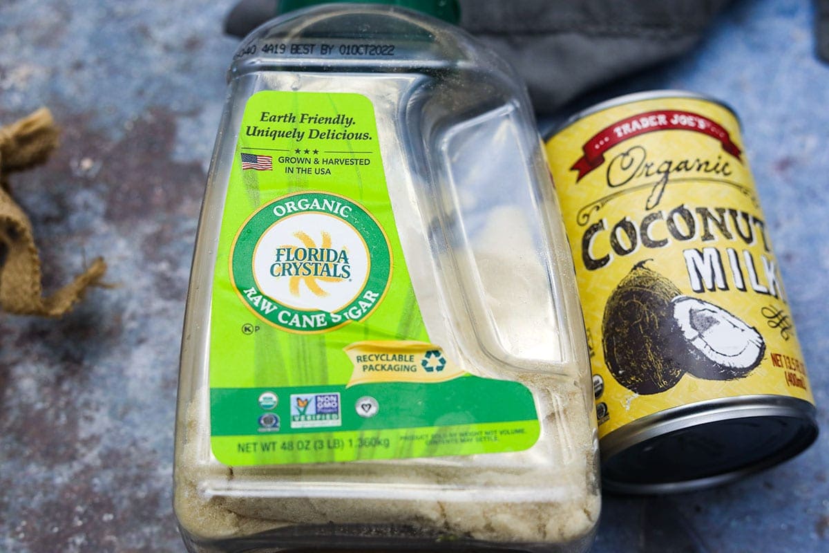 coconut milk and sugar ingredients for condensed milk