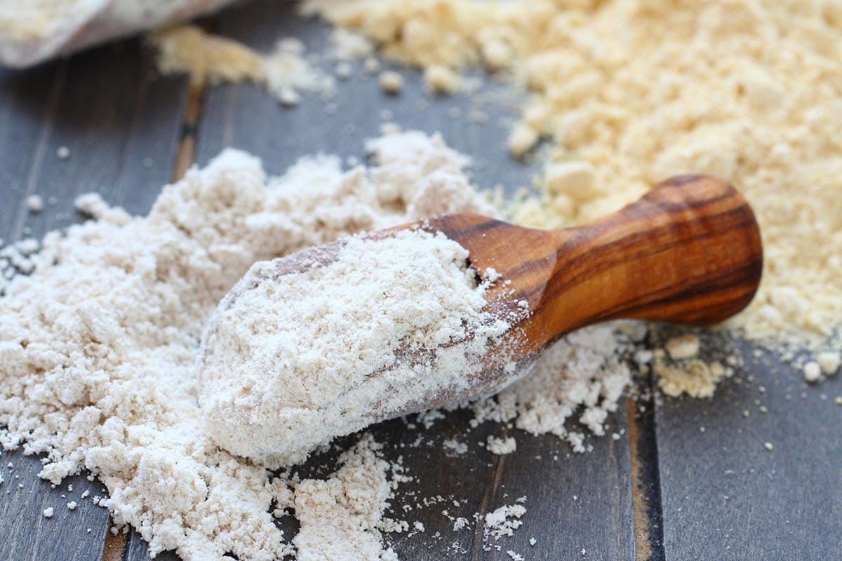 oat flour on wooden board