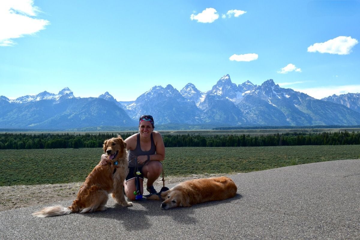 Posing in front of the Teton Range