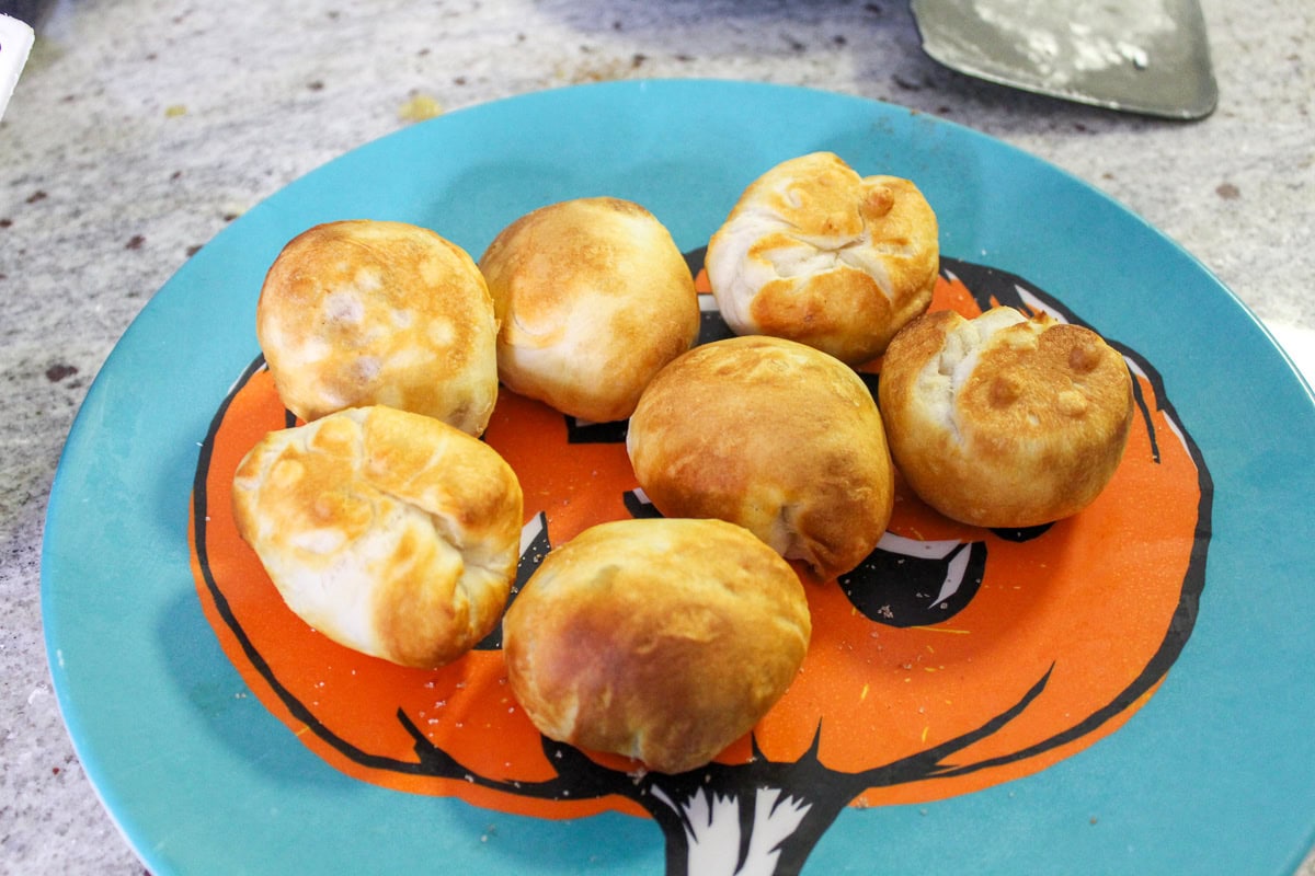 apple cider stuffed donut holes after air frying