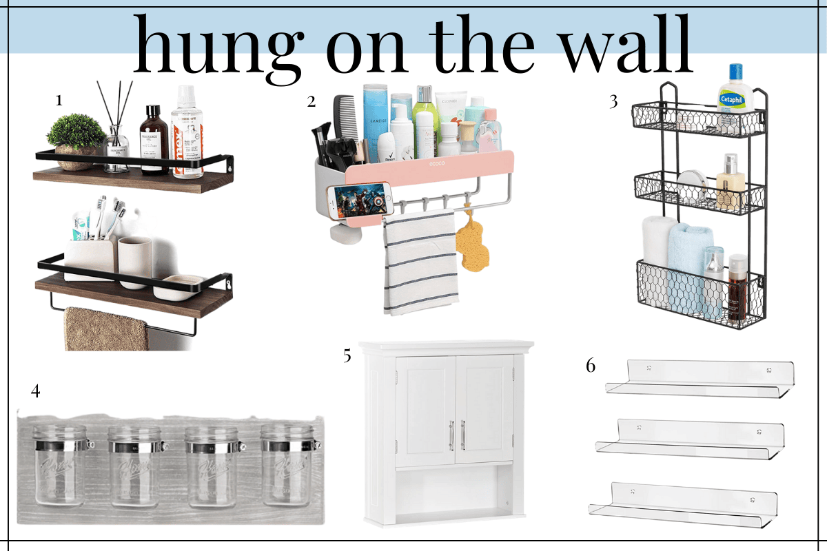 hung bathroom counter organization ideas