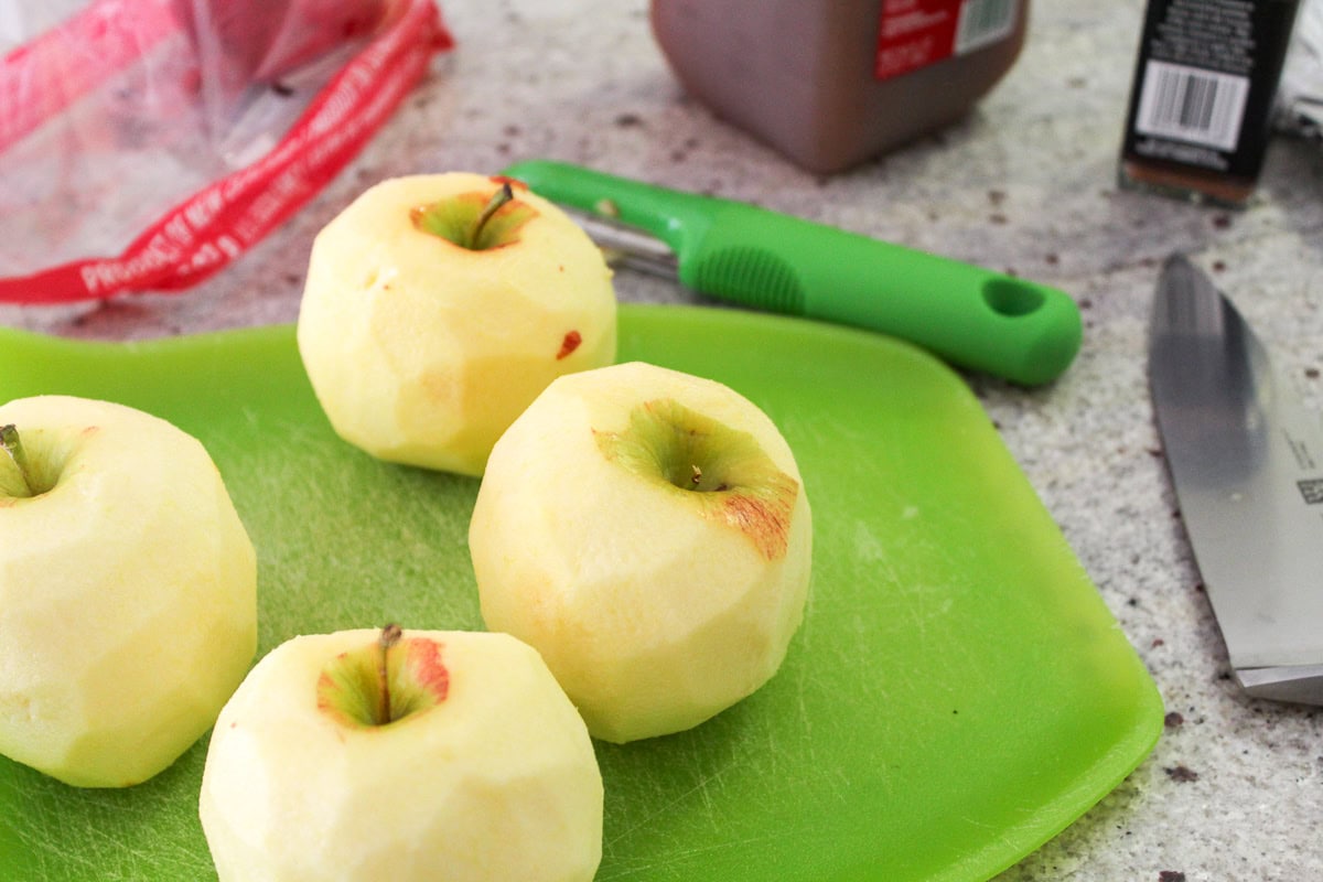 peeled apples for apple cider donut holes
