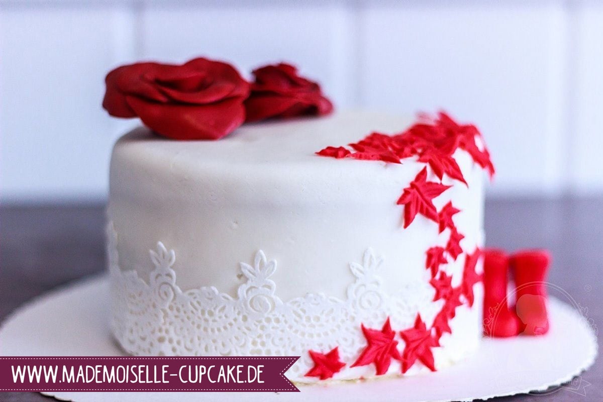  Roter Ahorn Torte Geburtstag Hochzeitstorte Fondant Kuchen Cake Motivtorte Mademoiselle Cupcake