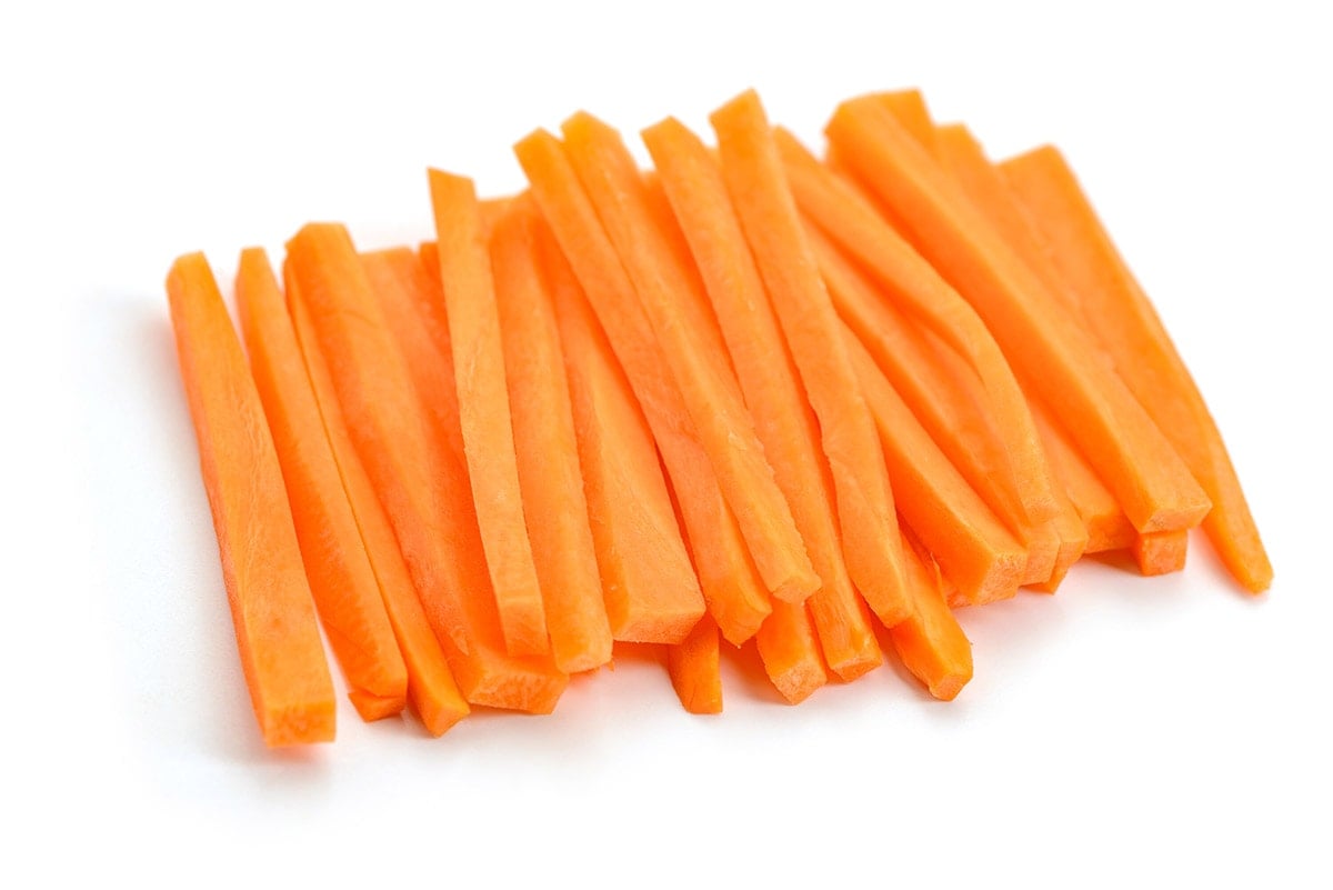 carrot sticks on white background