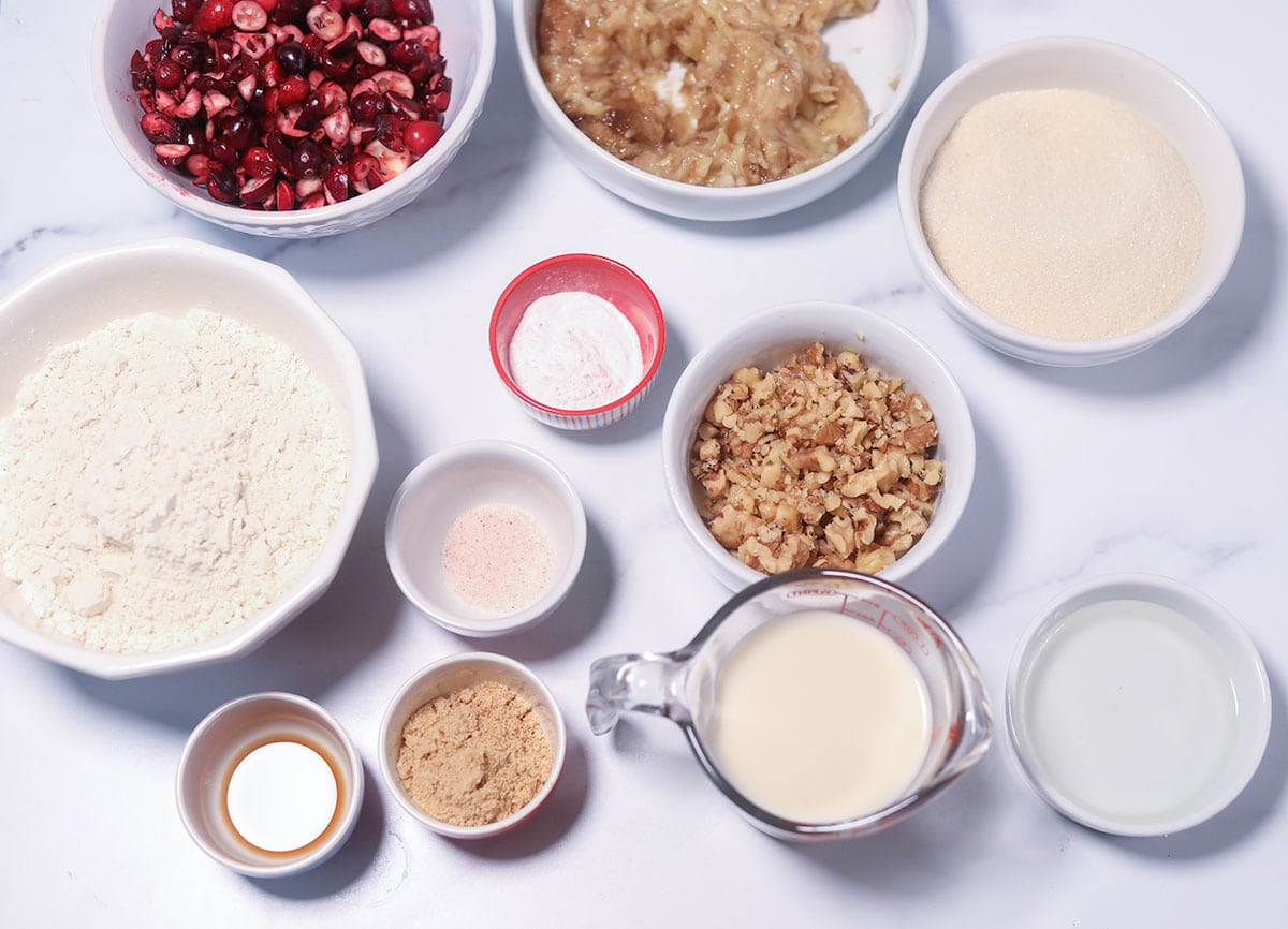 ingredients for cranberry banana bread