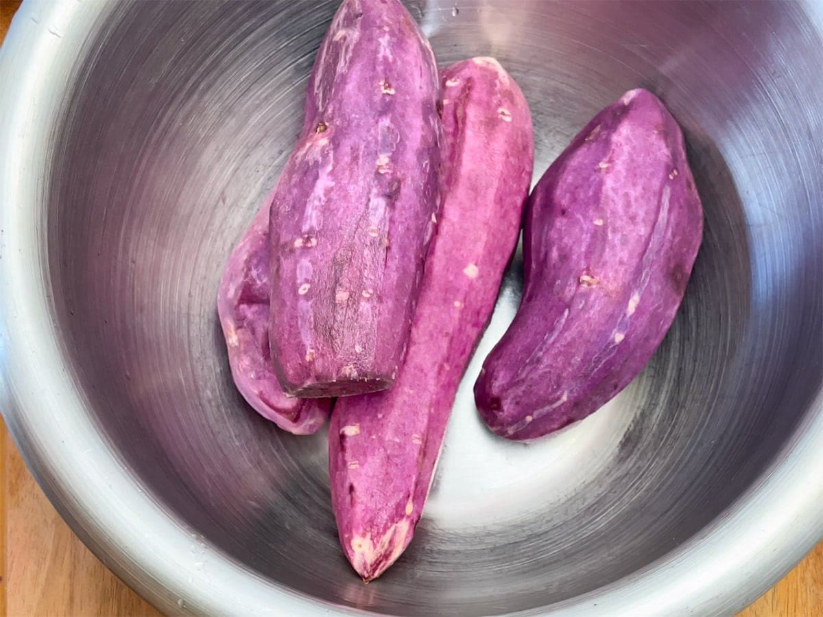 peeled purple sweet potatoes