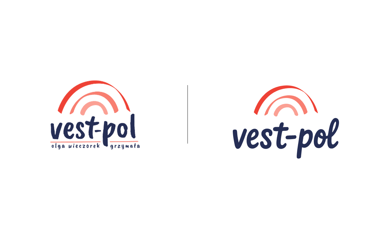 Projekt logo Vest-Pol – porównanie starego i odświeżonego logo marki