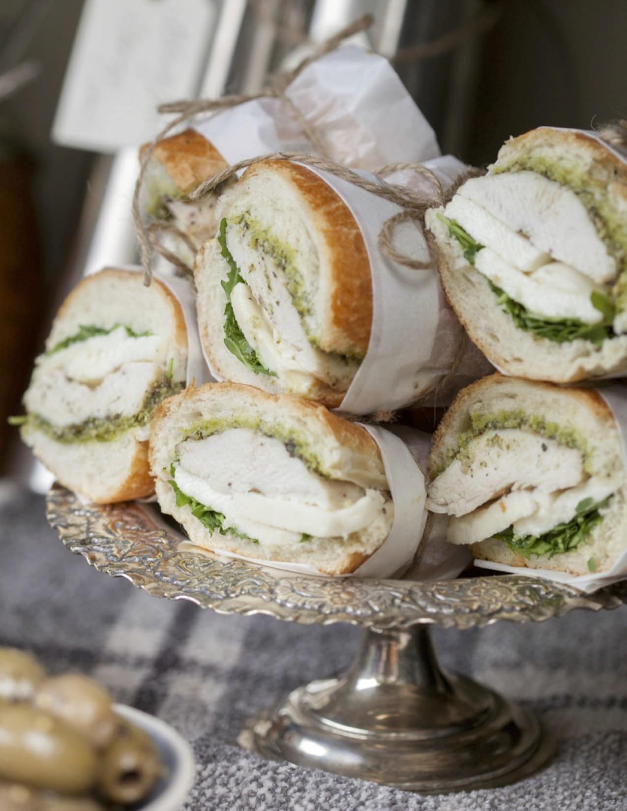 Grilled Chicken Pesto Arugula Mozzarella Sandwiches