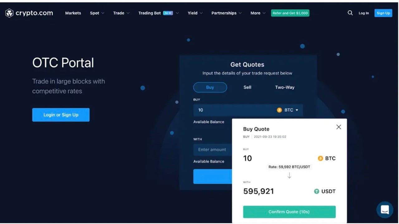 OTC portal on Crypto.com