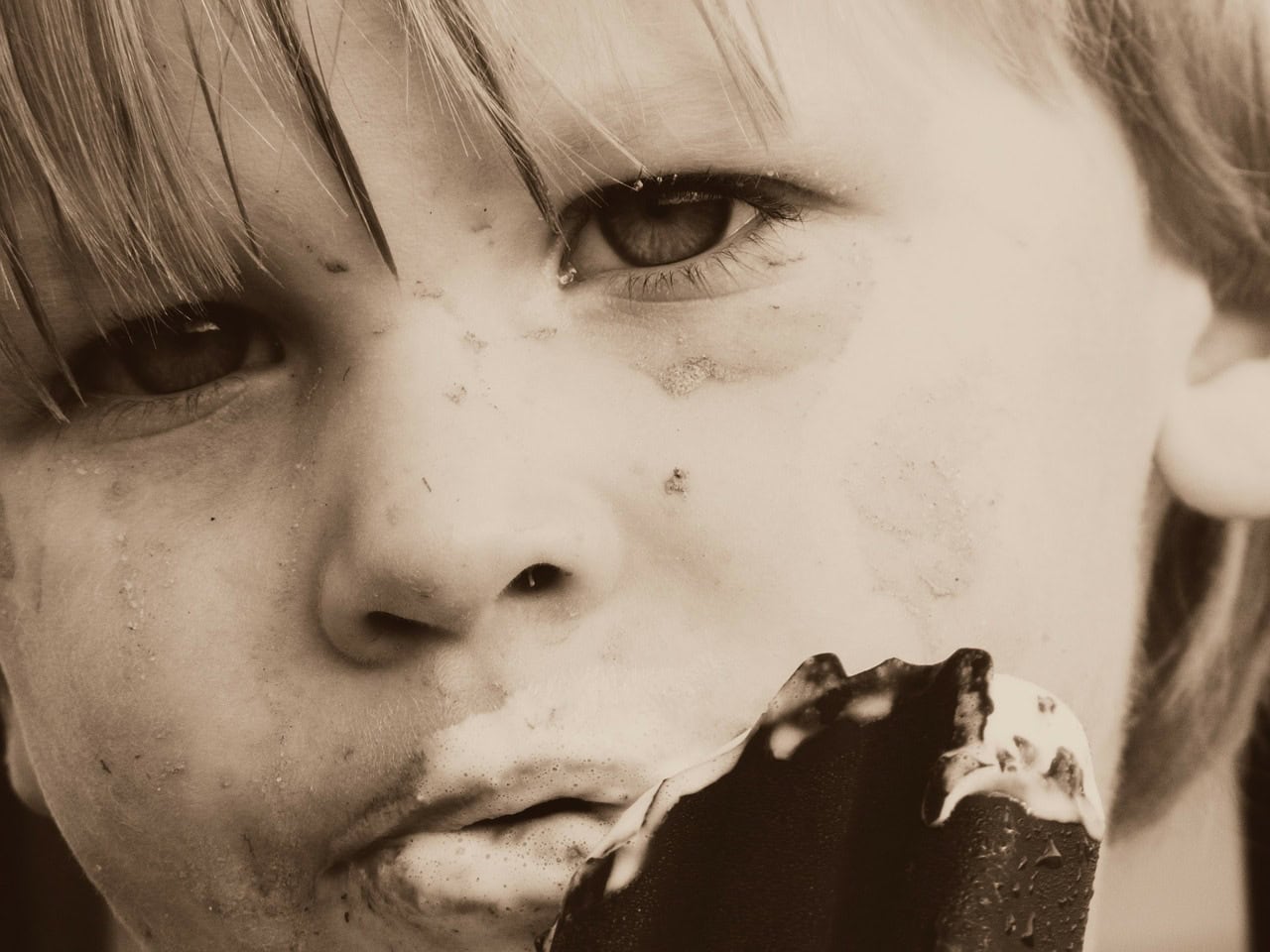 boy, ice cream, eating