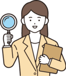 虫眼鏡を持った女性