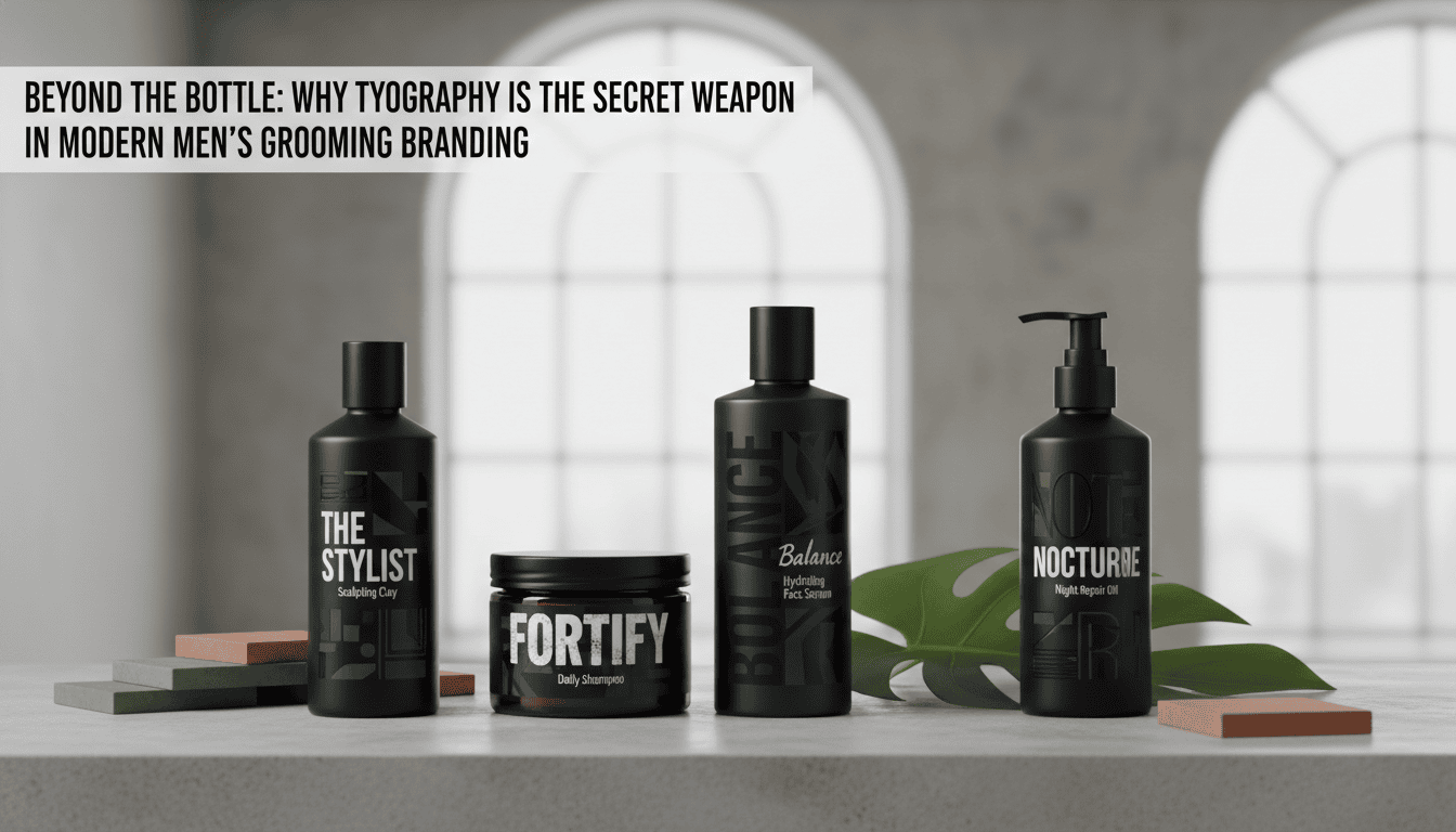 Discover how the shift in men's grooming trends demands a new visual language. Learn why minimalist typography and packaging build premium brand identity.