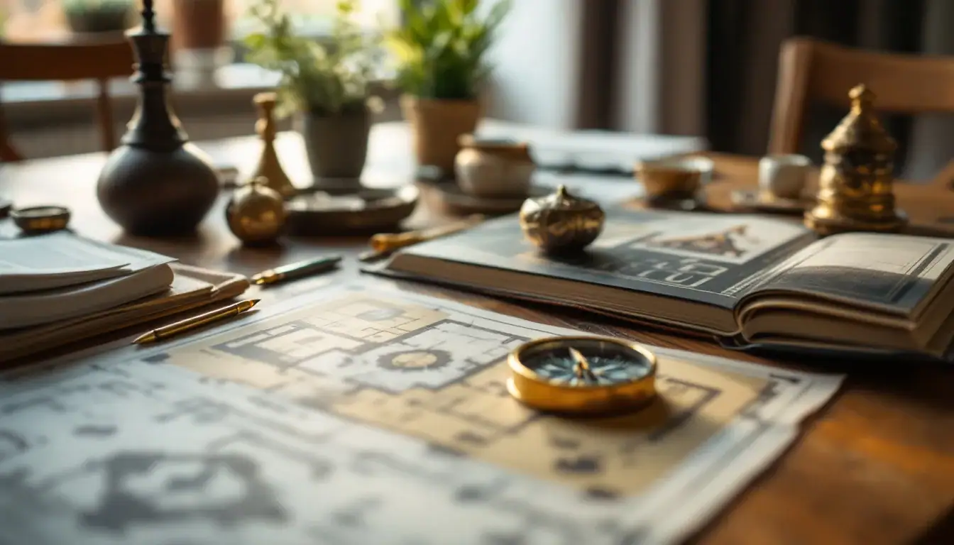 How To Read A Vedic Horoscope — A Home Healer consultant and a client in a Manchester flat, reviewing a floor pl