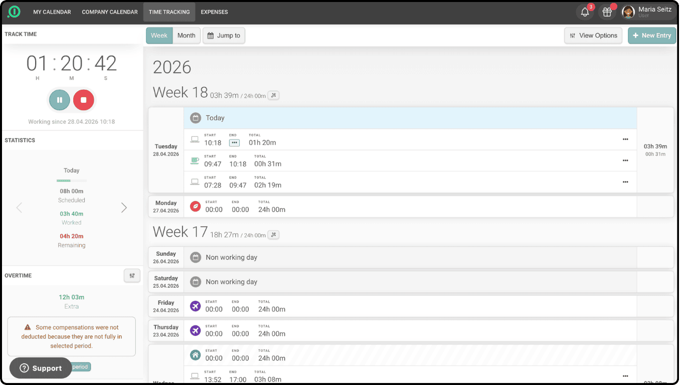 time tracking desktop dashboard