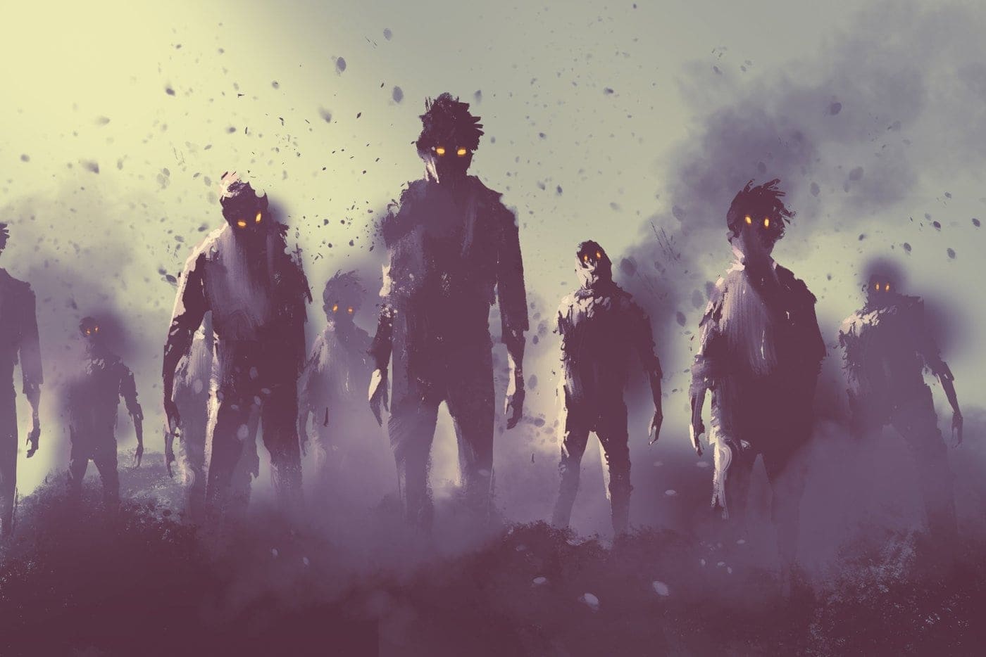 Graphic image of a legion of zombies!