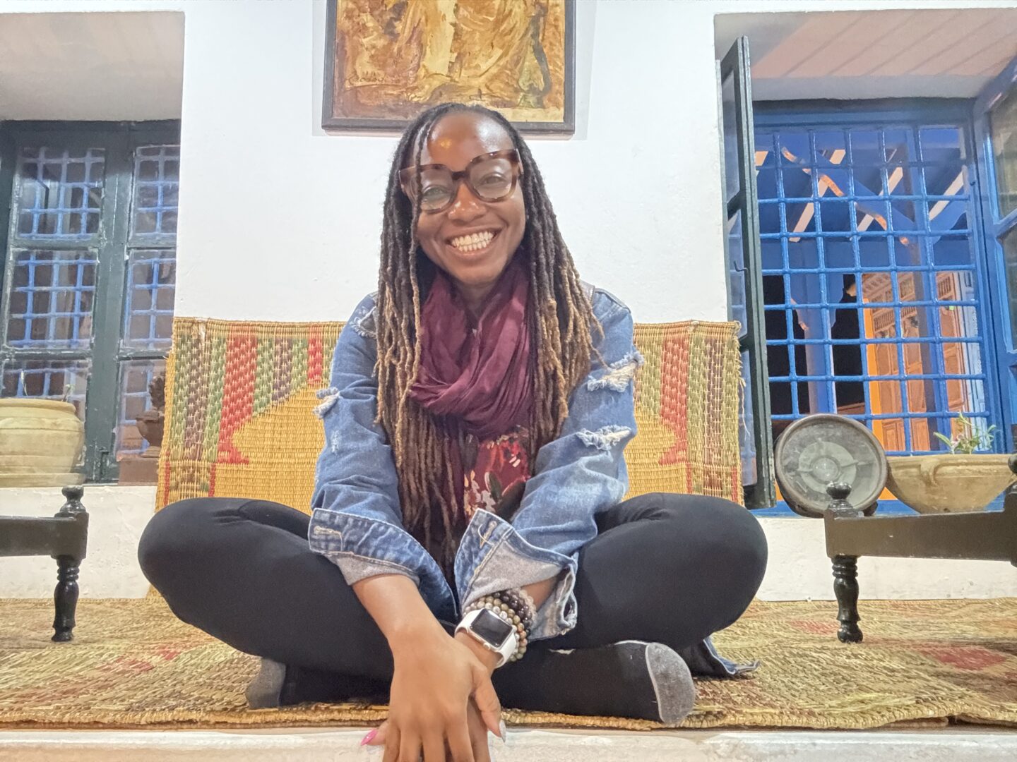 Sitting at the oldest Cafe in Tunisia in Sidi Bou Said.