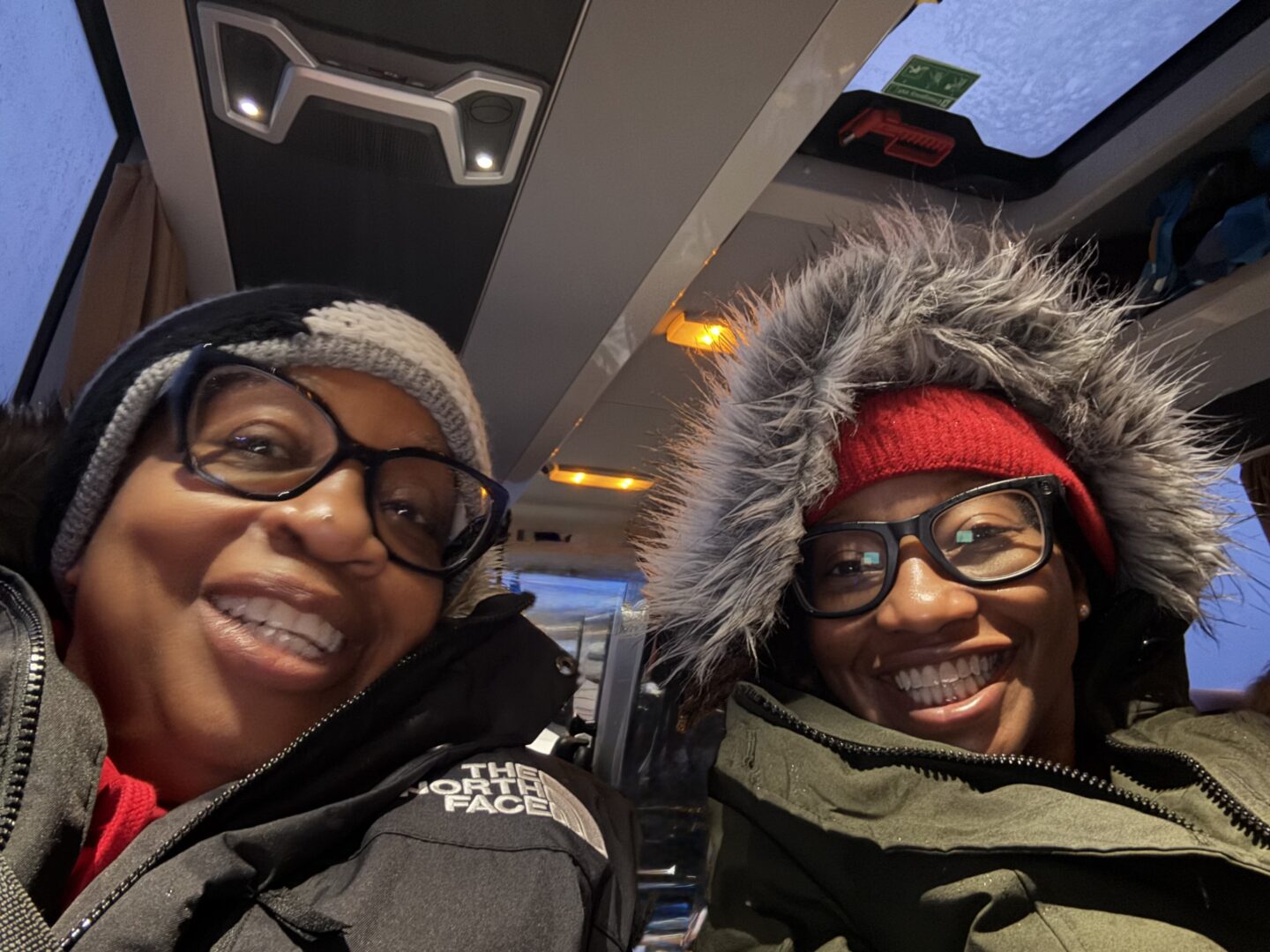 Bernadine and Nadine on Iceland Tour Bus