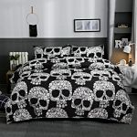 Seepong-nórdica-poliéster-Calavera-Almohada-sábanas-de-cama-con-calaveras