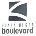 Logotipo da Fonta Negra Boulevard composto por formas geométricas e letras modernas, com destaque para o nome "Ponta Negra Boulevard" em um estilo contemporâneo