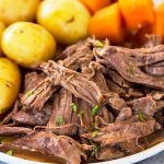 Pot Roast with gravy, potatoes, and carrots