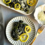 sautéed spinach with Lemon, Garlic and Parmesan on a plate