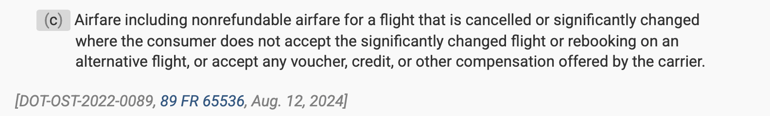 Airfare refund rules