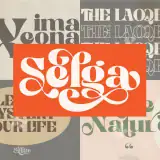 Download Selga Retro Display Font, inspired by flower petals and organic curves. Perfect for eco-friendly brands, logos, posters, and nature-themed designs. Includes ligatures, swashes, multilingual support, and works on PC & Mac.