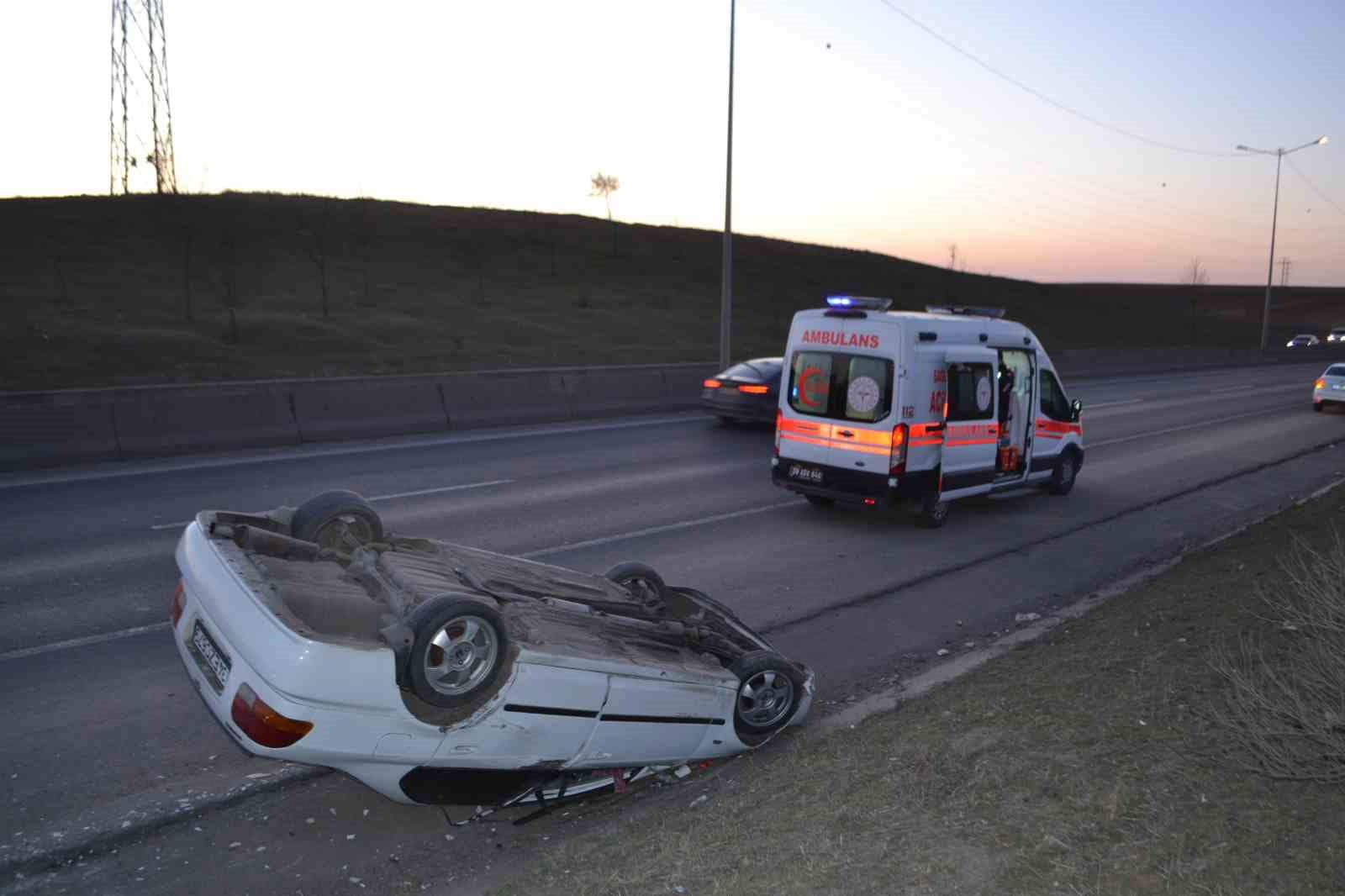 Otomobil takla attı, emniyet kemeri hayat kurtardı