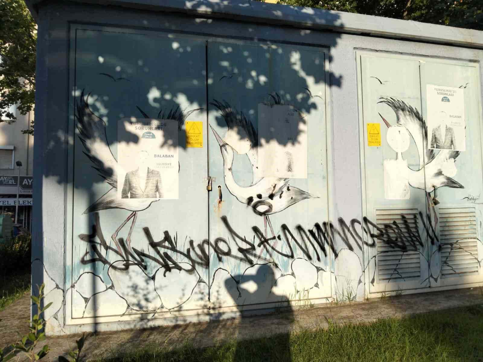 Sanatla güzelleştirilen trafolar vandalların hedefi oldu