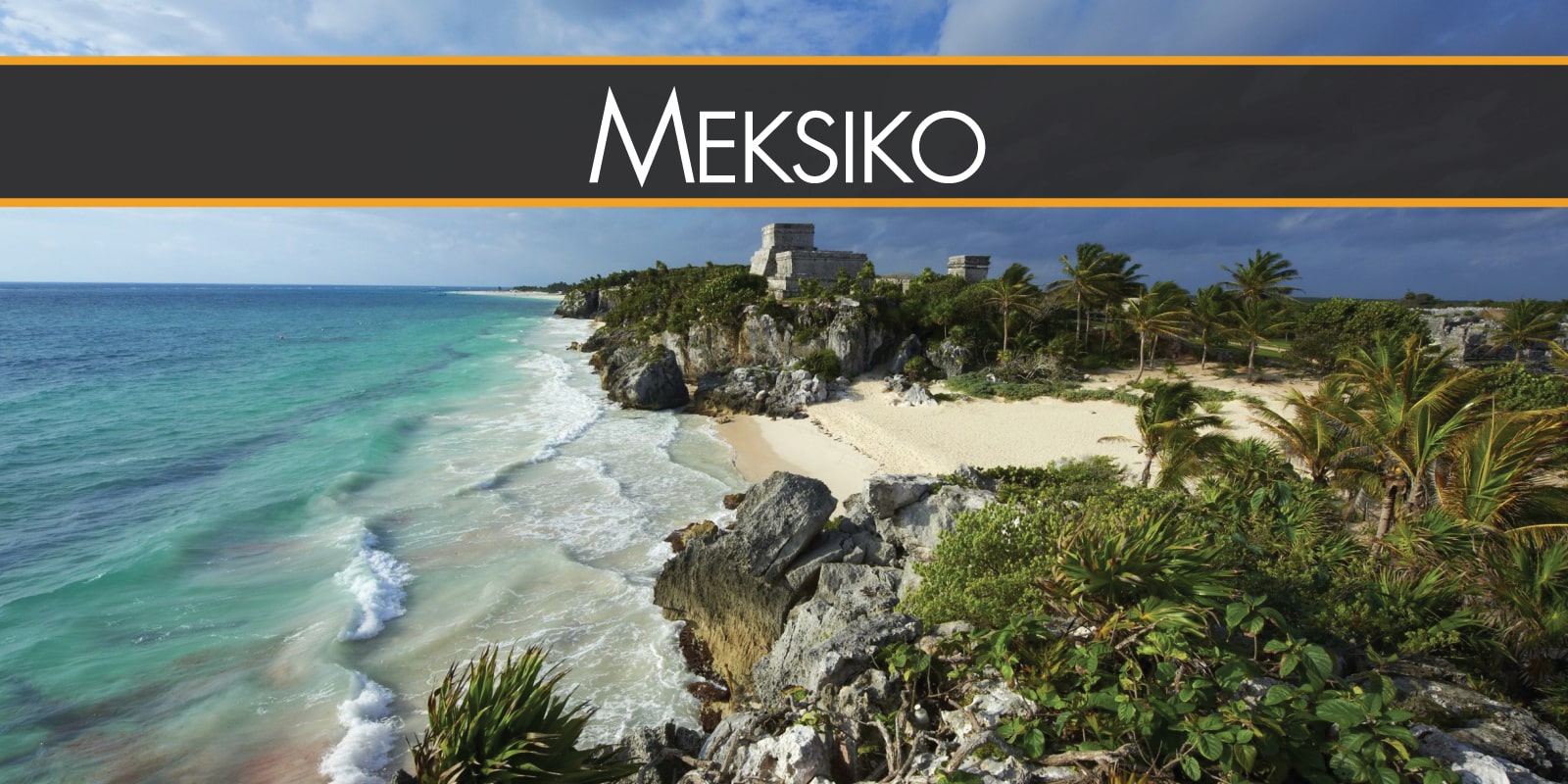 Ostaci starog hrama na litici iznad tirkiznog mora u Meksiku